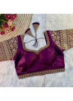 Silk Magenta Party Wear Thread Work Readymade Blouse